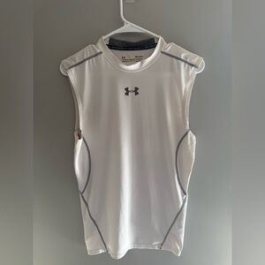 Under Armour Men’s White Sleeveless Compression Heatgear Tank Top SZ M Athletic